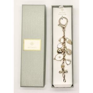 Atterri Gold Cross Rose Bag Charm Shell Hearts Key Jean Chain NEW Religious